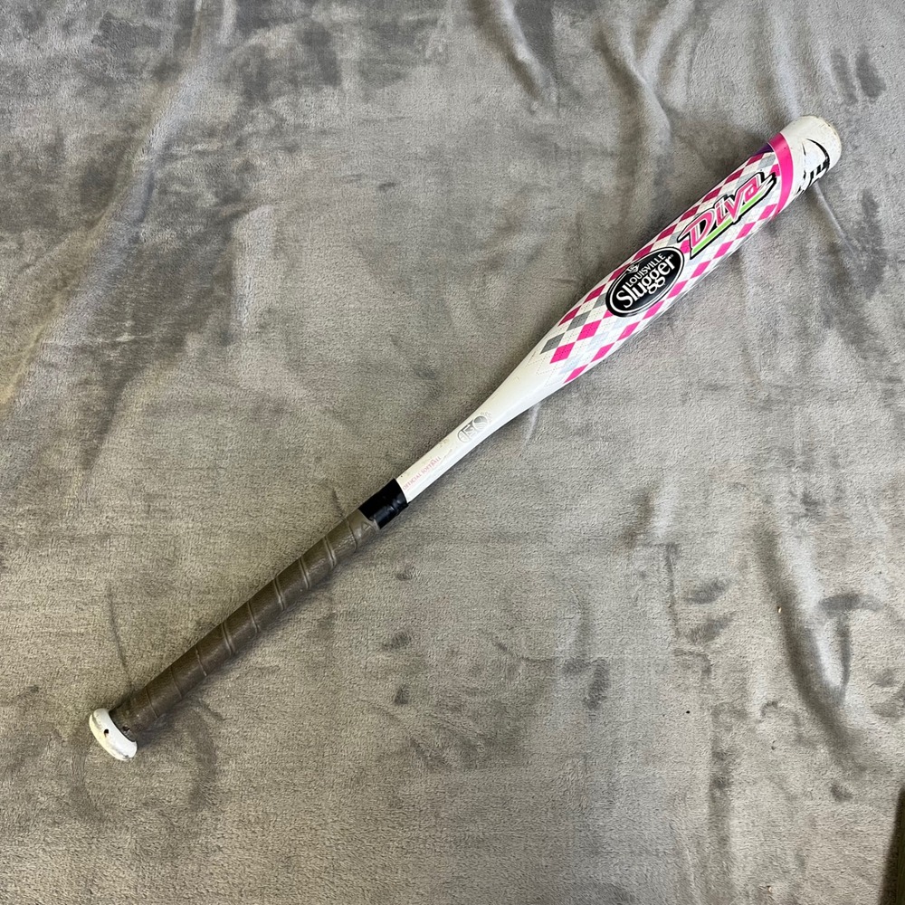Louisville Slugger Diva Softball Bat Youth 31/19.5 White Pink Argyle JS55A